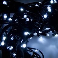 Светодиодная уличная гирлянда 10 м 100 белых LED ламп, черный КАУЧУК, соединяемая, IP65